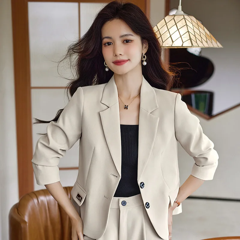 Autumn Pant Suits Women Fashion Temperament Luxury Commuter Office Lady Occupation Blazer Jacket Loose Pants 2pcs Matching Sets