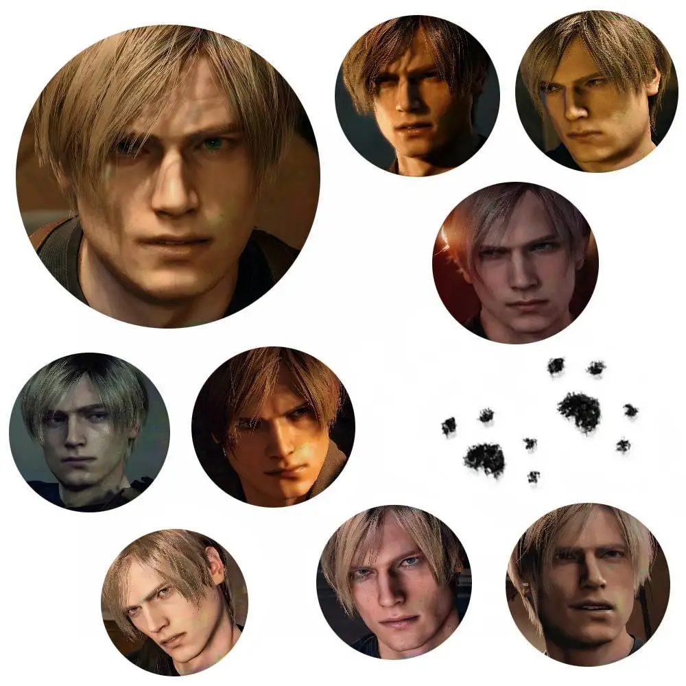 Game Resident Evil Leon Scott Kennedy Round Badge Lapel Pin Backpack Clothing Jewelry Accessories Gift Brooch