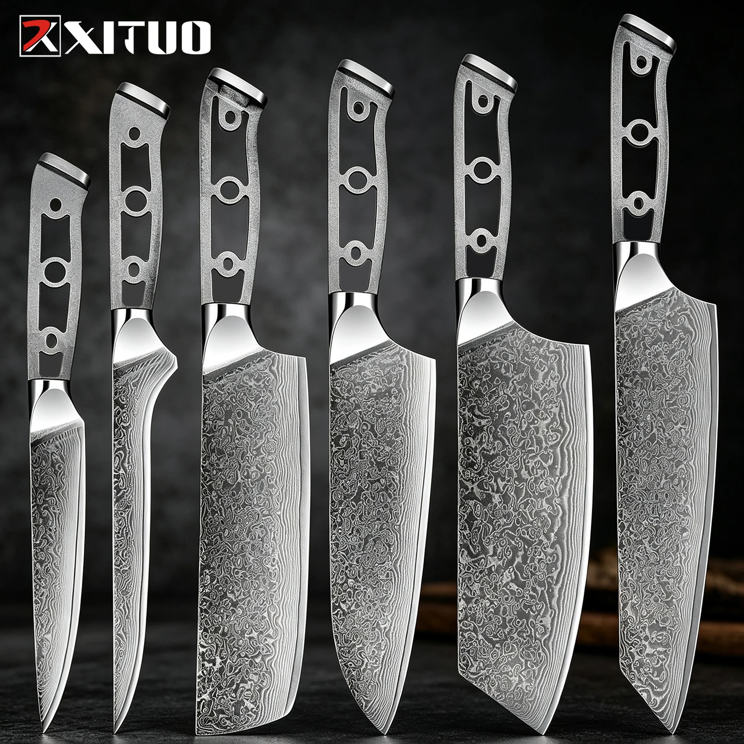 XITUO Kitchen Knives Set 1-6PCS Damascus Steel Blank Blade Chef Knives Sharp Handmade Personalized DIY Custom Knife Accessories