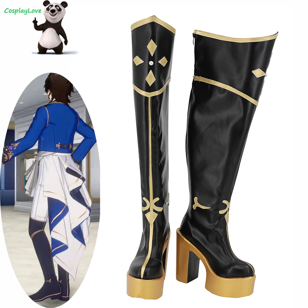 

КосплейLove Game Ensemble Stars Sakuma Ritsu, черные туфли для косплея, длинные сапоги, кожаные рождественские туфли на заказ