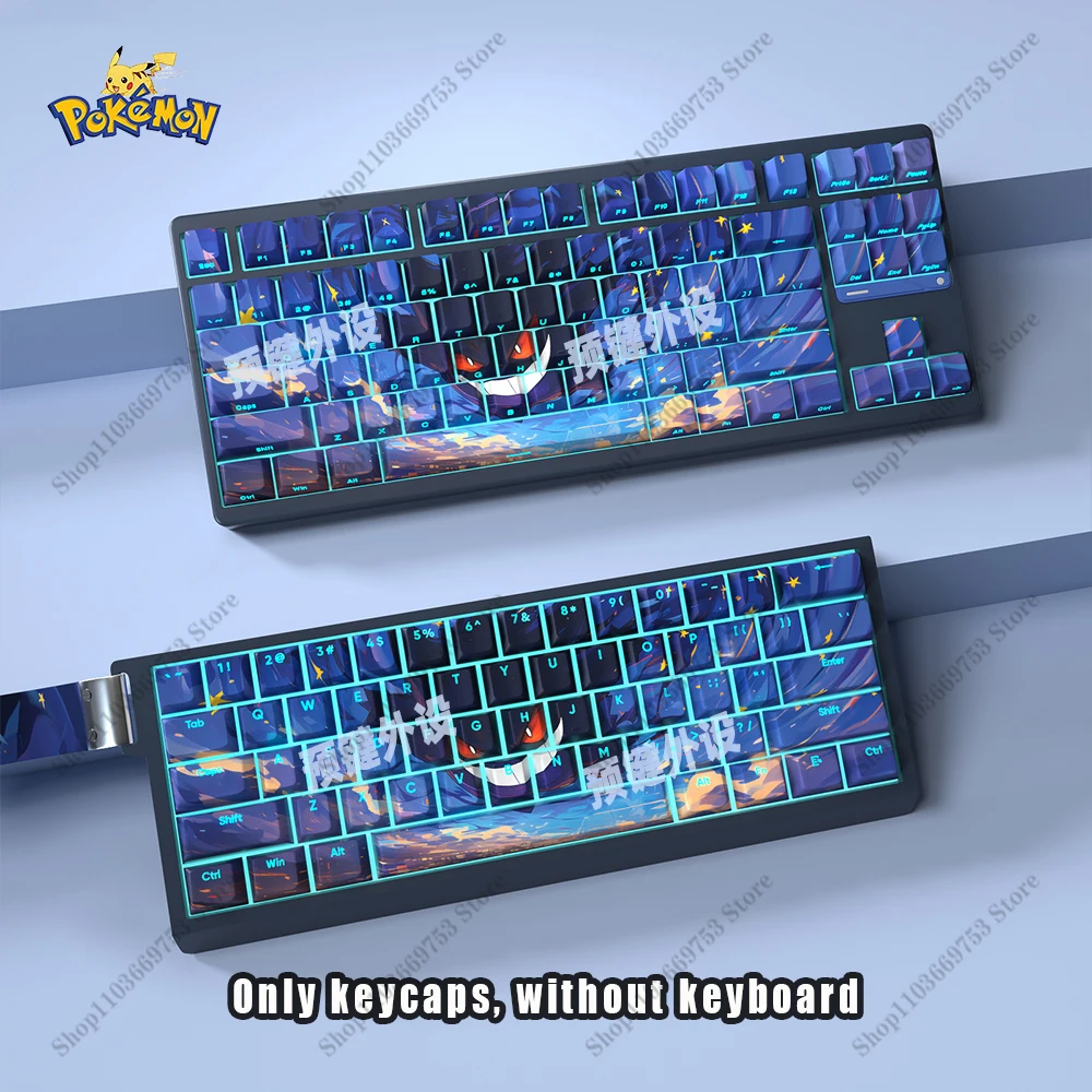 pokemon-starry-sky-gengar-anime-keycap-set-for-diy-customized-pbt-sublimation-cherry-height-mechanical-keyboard-keycap-cool-gift
