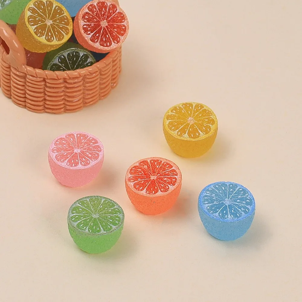 10Pcs Simulation 3D Orange Resin Cabochons Scrapbooking For Phone Decoration DIY Mini Food Miniature Dollhouse Accessories