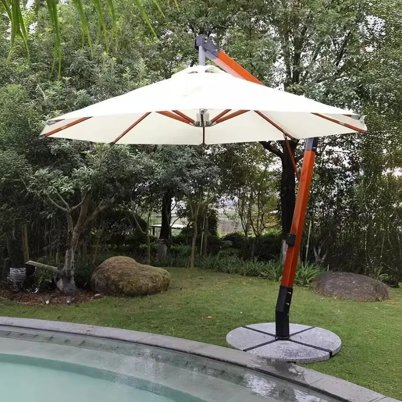 Outdoor parasol, courtyard open-air bed and breakfast central column umbrella, solid wood outdoor square garden umbrella