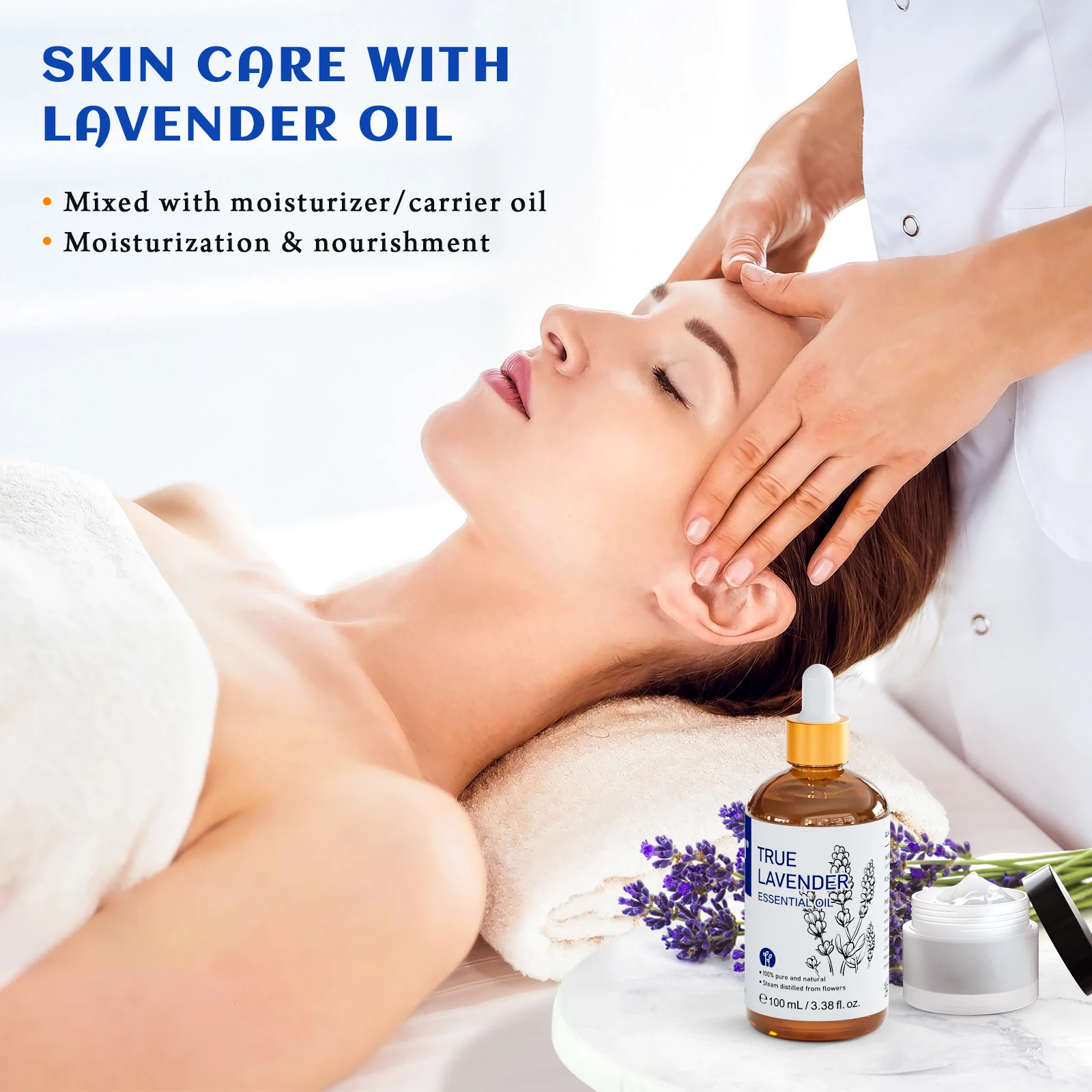 HIQILI 100% Pure Lavender Essential Oil 100ML Aromatherapy Diffuser Oil for Sleep Relaxation Diffuser Massage Skin Care