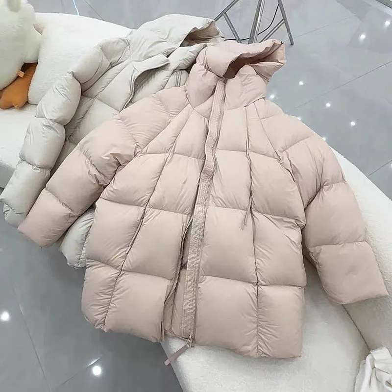 2025New شتاء دافئ مقنعين سميكة بيضاء بطة أسفل الترفيه المرأة أسفل سترة بلون معطف باركر فضفاض المرأة أسفل سترة #5