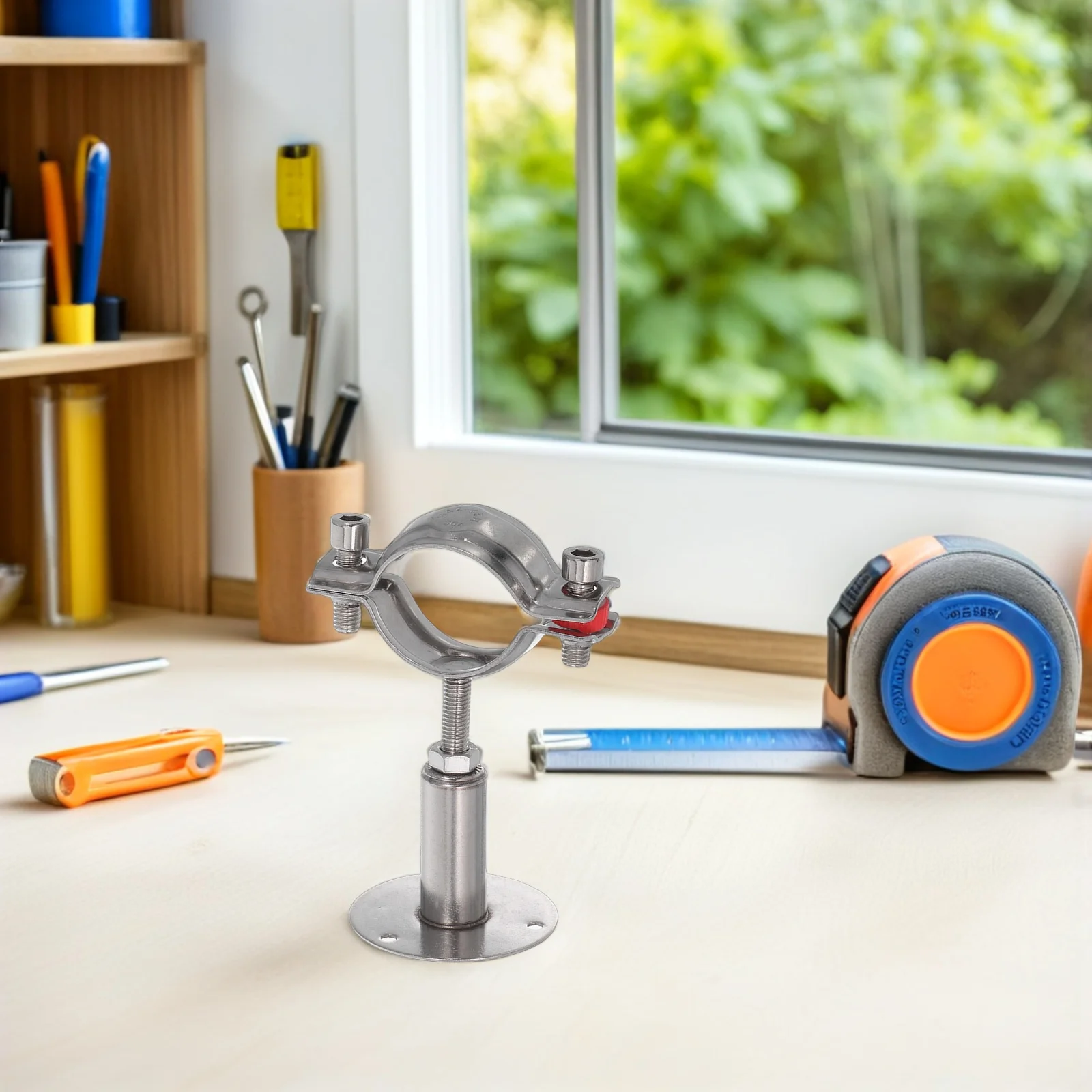 

2Pcs Metal Pipe Hanger Adjustable Stainless Steel Bracket for Wall Mount Pipe Support Easy Installation Dia 42-45mm