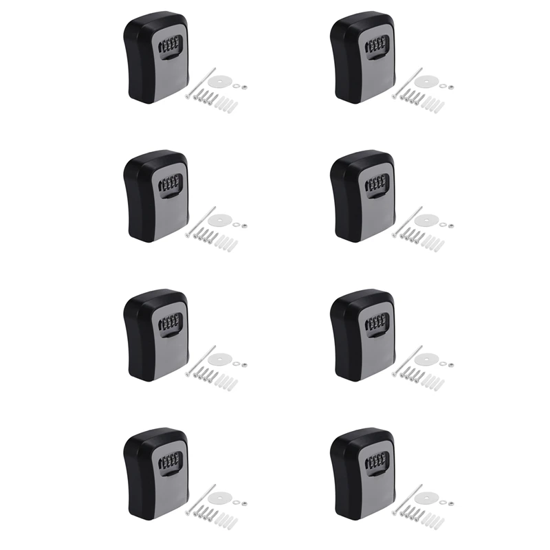 

8X Key Lock Box Wall Mounted Key Safe Box Weatherproof 4 Digit Combination Key Storage Lock Box Indoor Outdoor