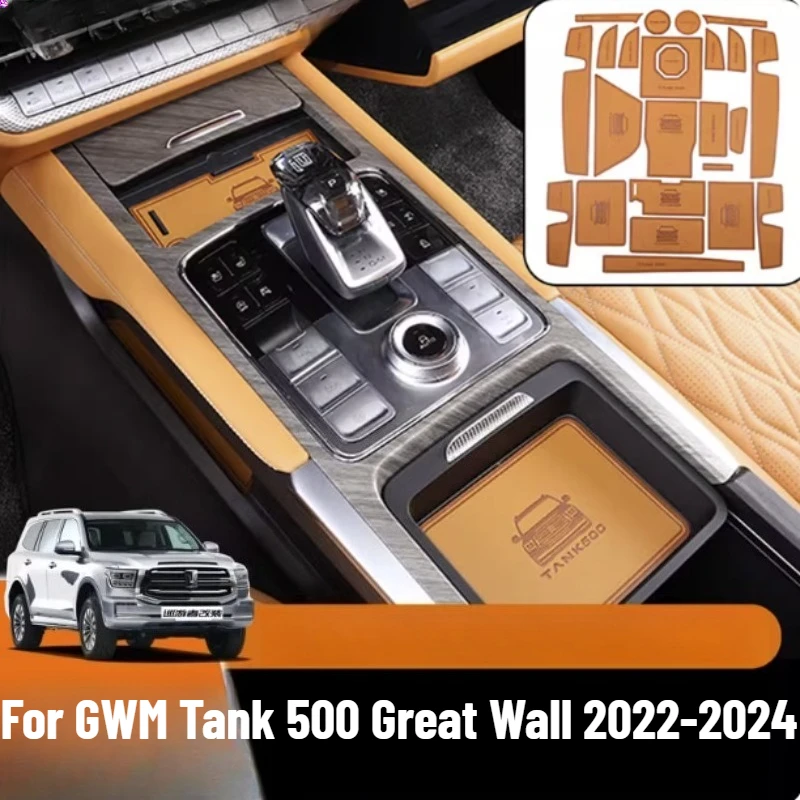 For GWM Tank 500 Great Wall 2022-2024 Car Non-Slip Mat Door Groove Pad Rubber Gate Slot Cup Cushion Decoration Auto Accessories