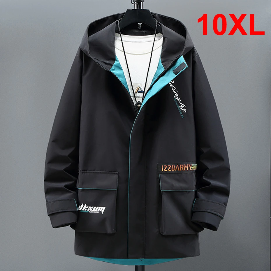 

Black Camping Jacket Men Long Windbreak Coat Plus Size 10XL Fashion Casual Cargo Jacket Male Outerwear Big Size 10XL