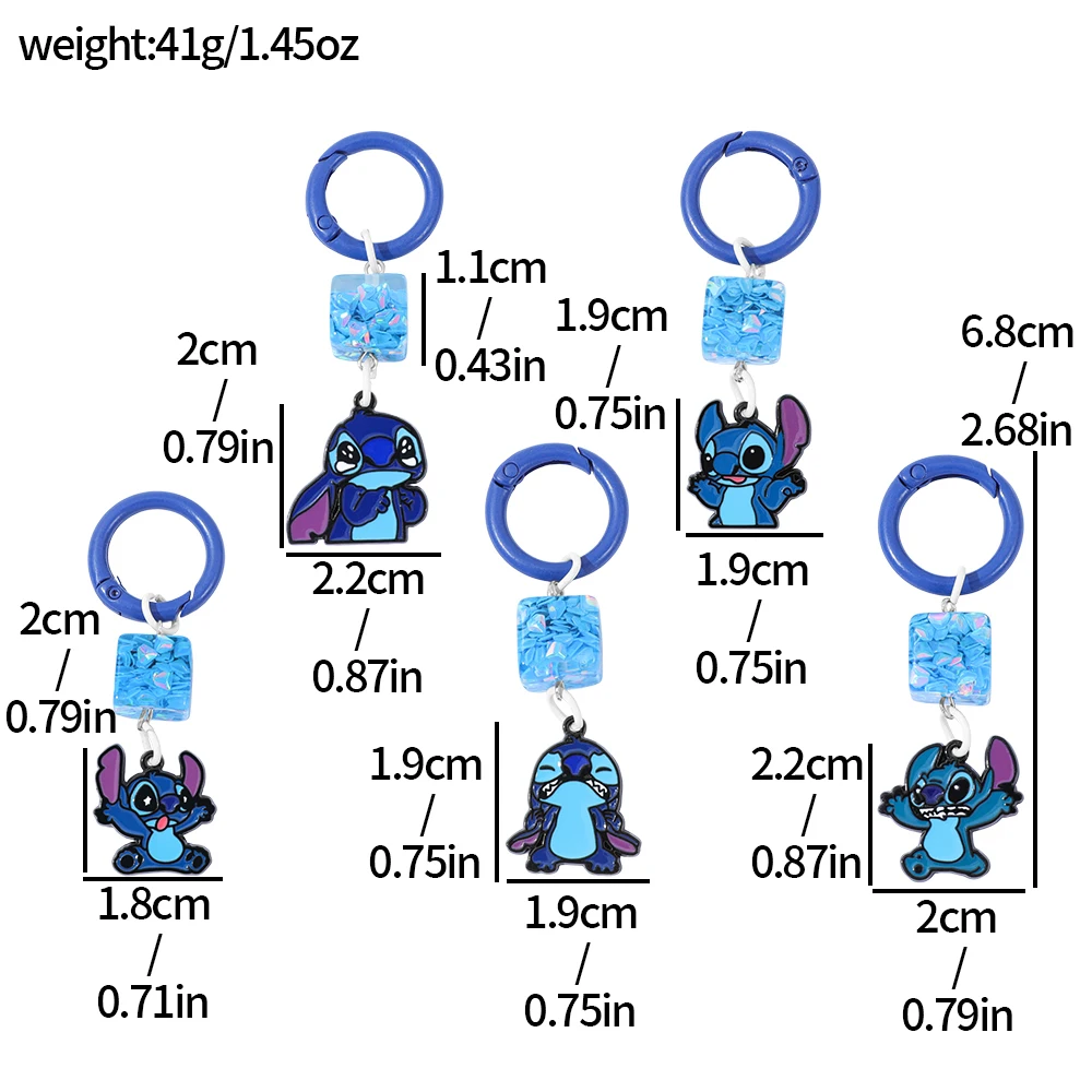 

5pcs Disney Lilo & Stitch Cute Keychain Enamel Pendants Fashion Cartoon Stitch Figure Accessories Trend Toy Gift