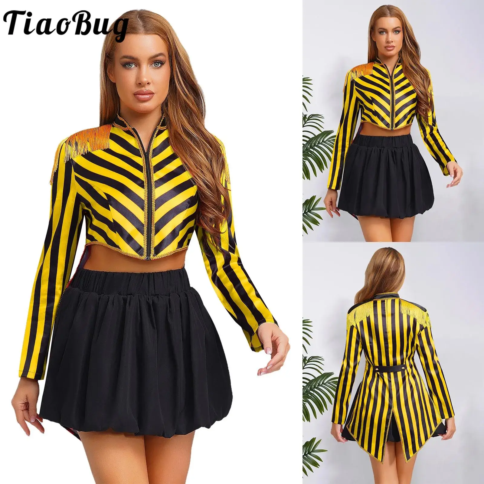 

Women Royal Palace Princess Tailcoat Long Sleeve Ringmaster Magician Performance Coat for Halloween Carnival Party Dress-up Coat