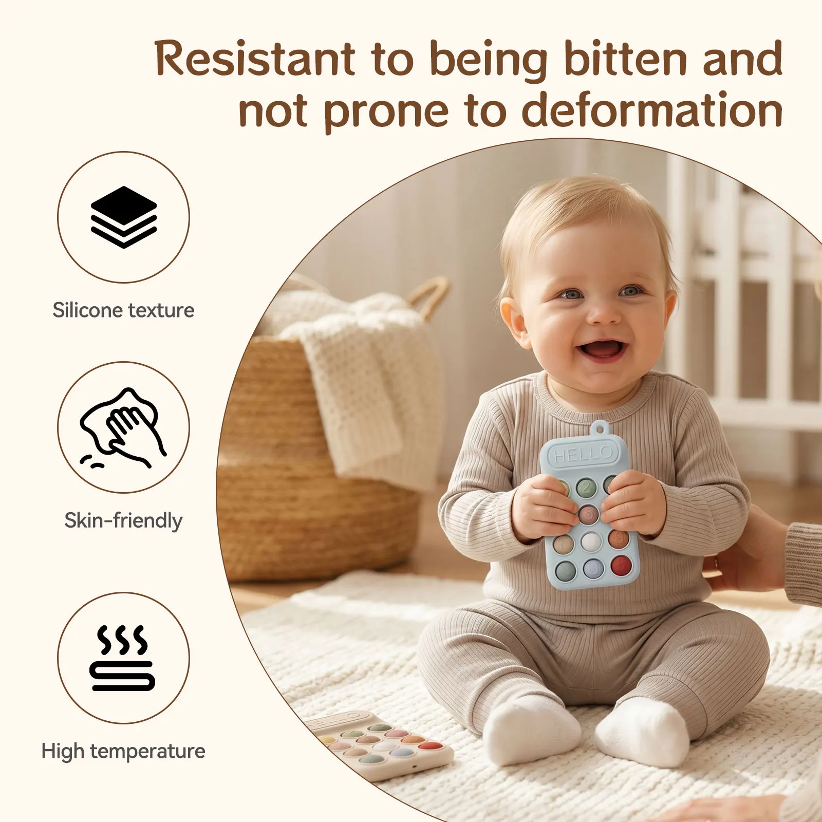 Silicone Baby Teething Ring, BPA-Free Infant Teether 0-12 Months, 1pc Toddler Chew Toy, Baby Gift