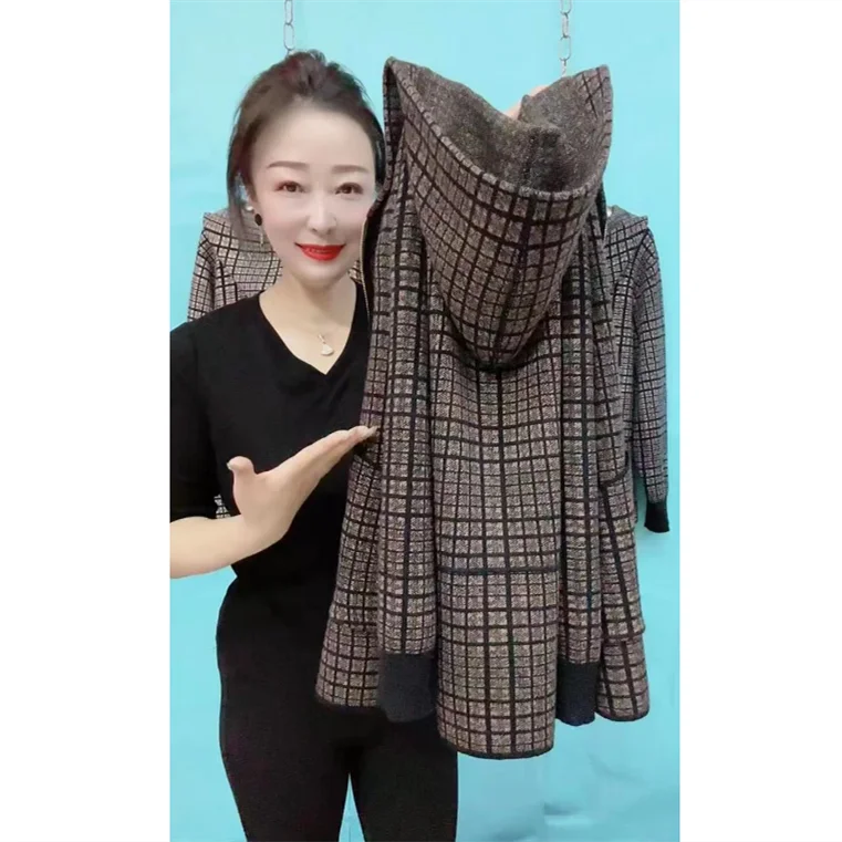 Herfst Winter Grote Maat Mommy Capuchon wollen jas Dames Losse Warme Open Cardigan Buitenkleding Dames Top Casual Sle