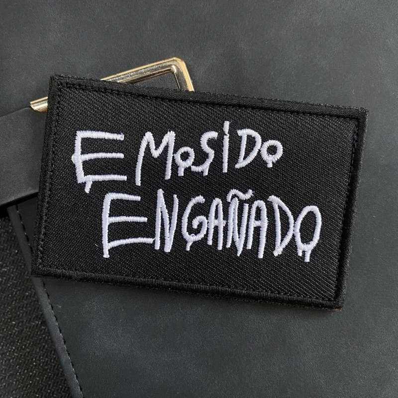 Etiqueta de mochila tática bordada, Patch bordado, Gancho e Loop, Preto e branco carta patches para roupas \