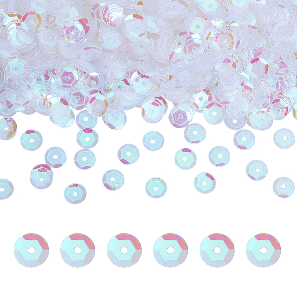 3600 Pcs Iridescent Loose Sequins 6mm Applique Transparent Embellishment Paillettes Pendants Acrylic Sequin for Embroidery