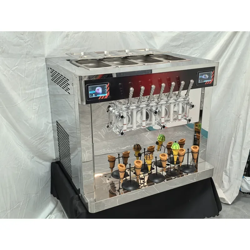 Tabletop 7-Flavor (4+3 Mixed Flavors) Commercial High Output Soft Serve Ice Cream Machine for Restaurant Use