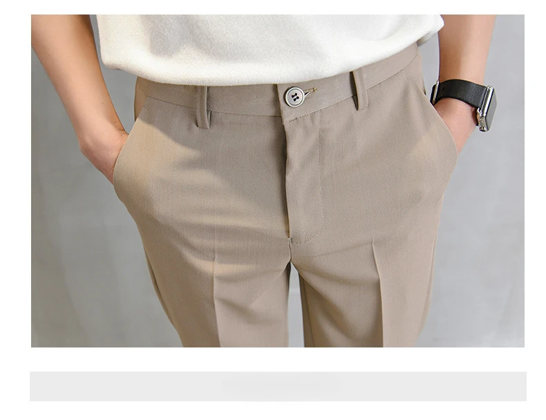 Khaki Black White Nine-point Pants Fashion Classic Solid Color Straight Slim Casual Pants Daily Trousers Spring Summer 28-34