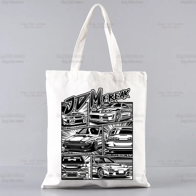 AE86 Japan Anime Art Canvas Bag Totes Simple Print Initial D Racing Shopping Bags Girls Life Drift Car JDM Casual Pacakge