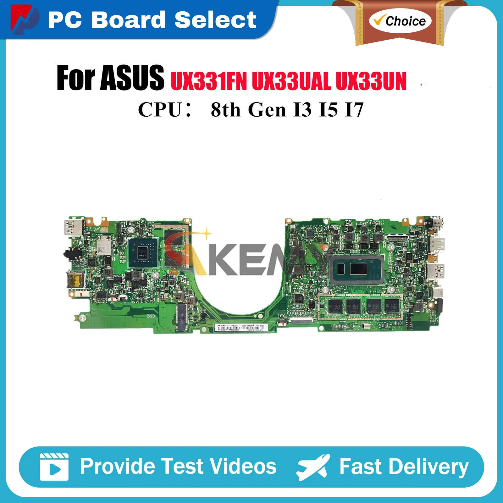 

UX331FN Laptop Motherboard For ASUS ZenBook UX331 UX33UN BX331U U3300U UX33UAL Mainboard W/ I3 I5 I7 CPU 100% tests OK fast ship