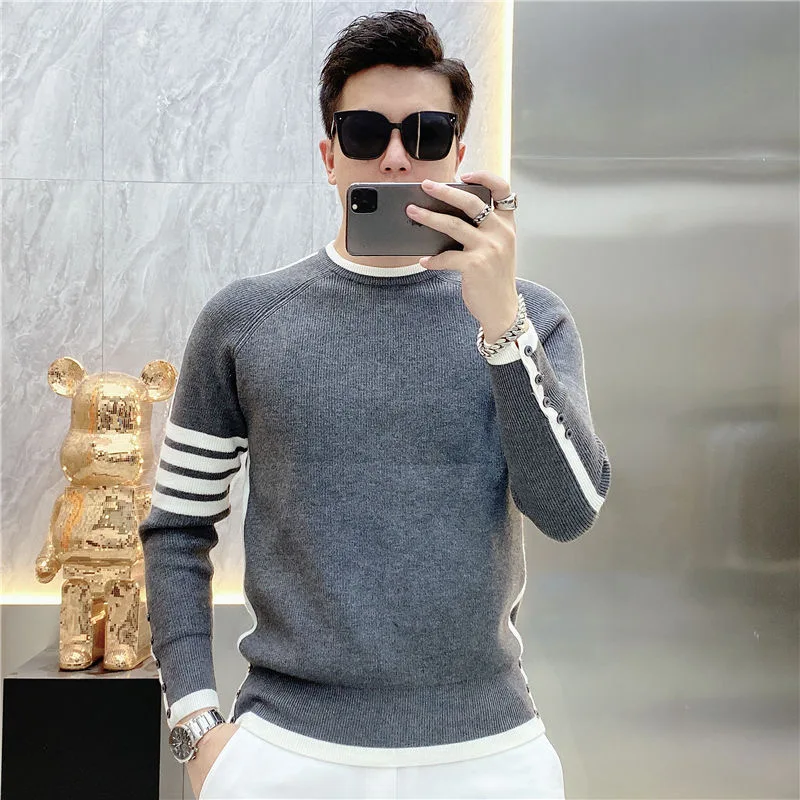 골프니트 High Quality Round Neck Windproof Knit Men\'s Golf Wear 2024 Autumn New Golf Sweater Luxury Men Cultivate Oneself Blouse To