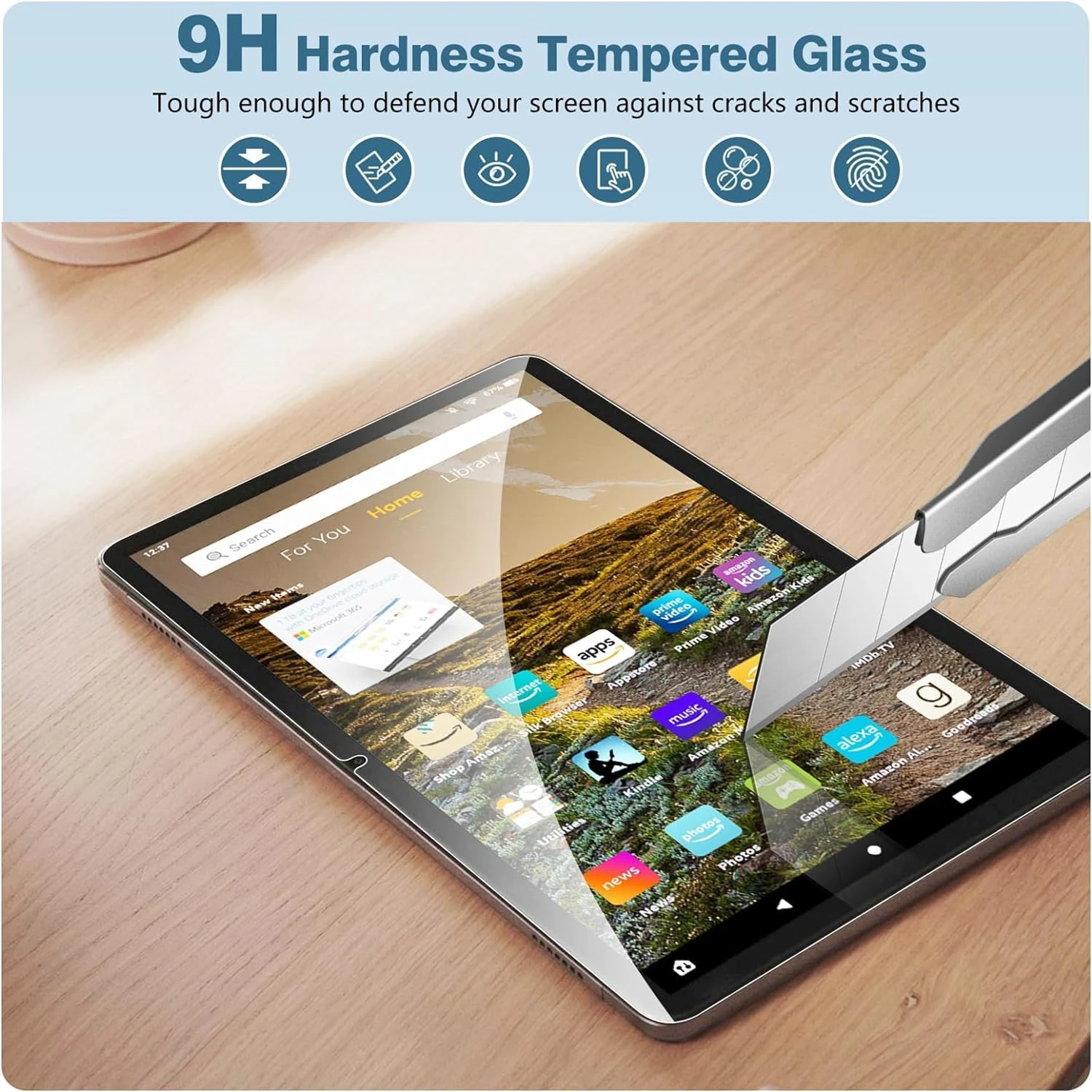 Screen Protector for Amazon Fire HD 10 (2023 Released) 10.1 Inch HD Clear 9H Anti-fall / Anti-scratch Tempered Glass Film