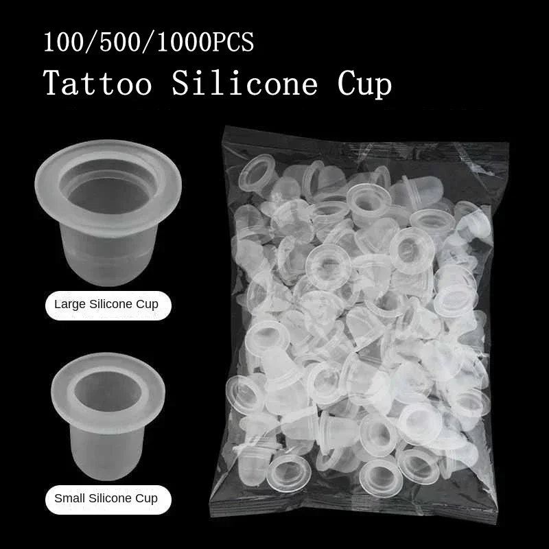 1000/500/100pcs Disposable Silicone Tattoo Ink Cup Caps Pigment Holder Container Tattoo Ink Caps Holder Tattoo Accessories