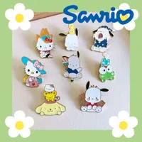 Sanrio Hello Kitty Brooch Cartoon Anime Action Figures  Kuromi Brooch Enamel Jewelry Pins Children Birthday Gift for friend