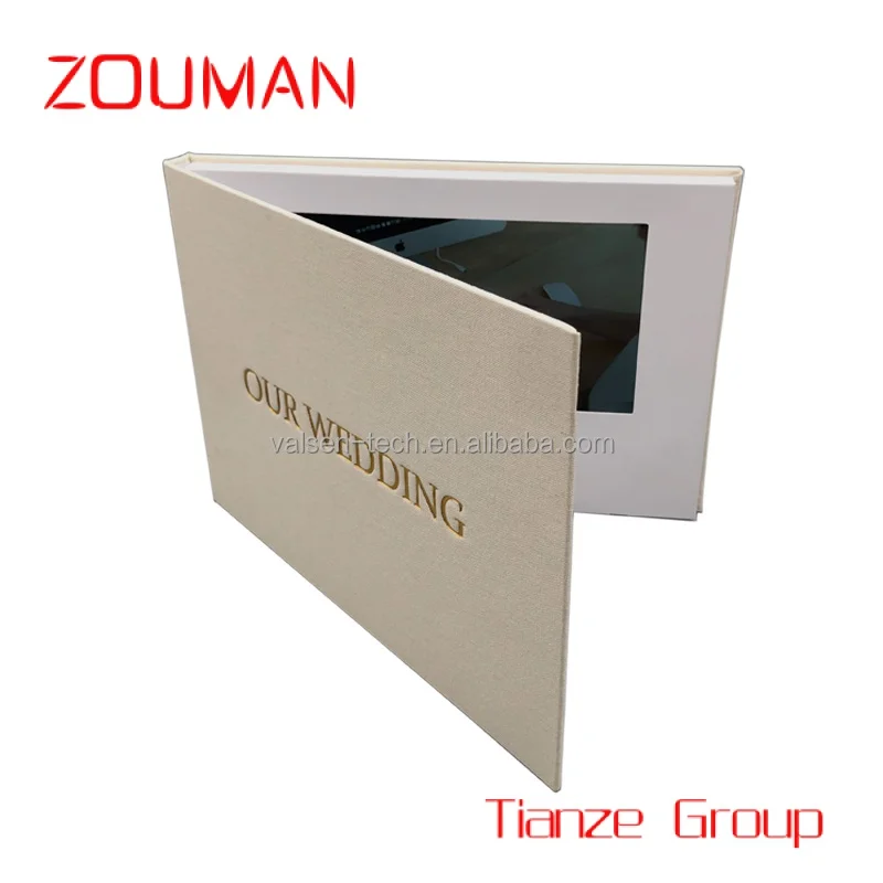 Custom , Custom Linen Material 7 inch 10 inch IPS Screen Digital Card Video Brochure Wedding Motion Video Book