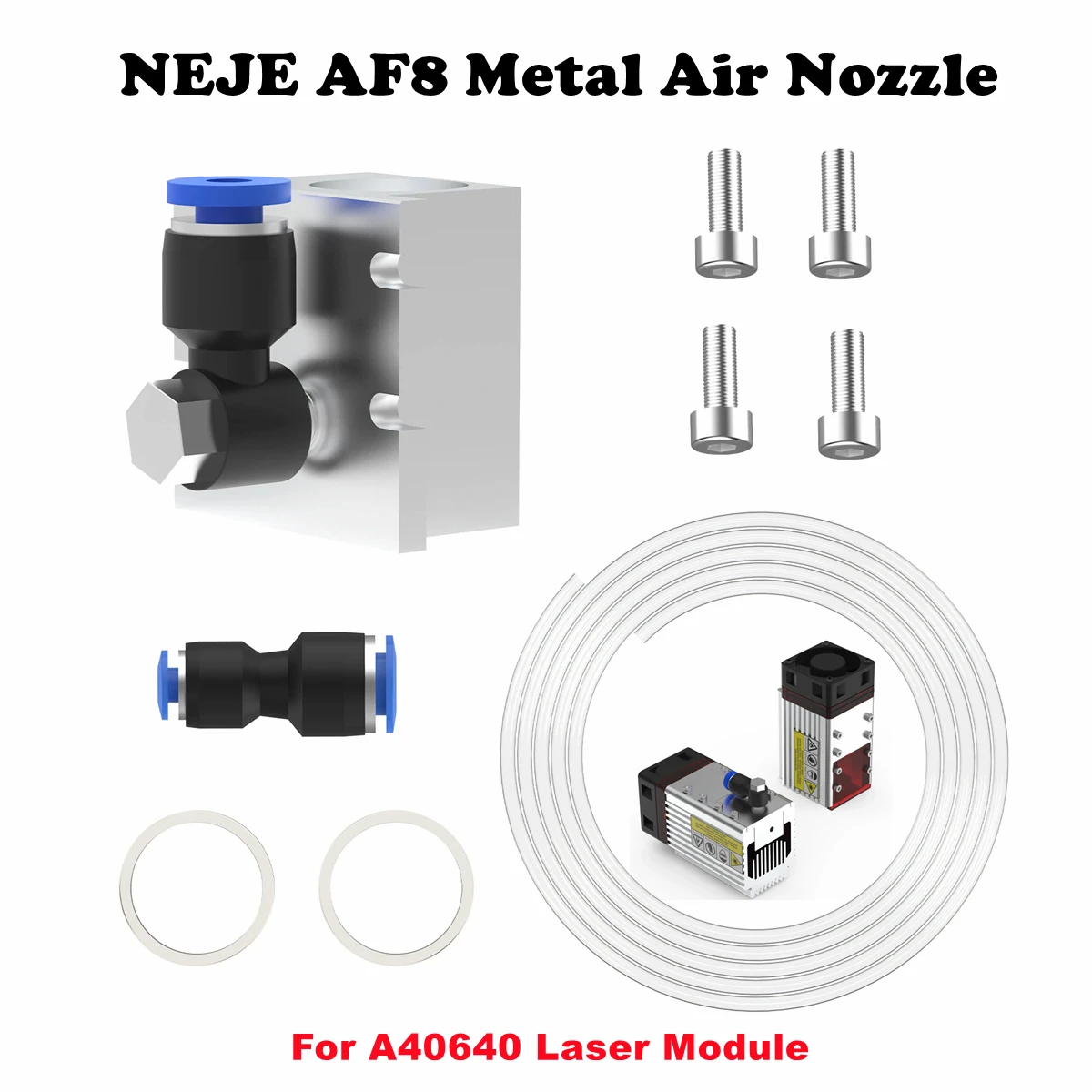 NEJE MF11/KF8/AF8/AF6 CNC Metal Air Nozzle Manual Control Air Assist Kit for NEJE Laser Module A40640/A40630/N40630
