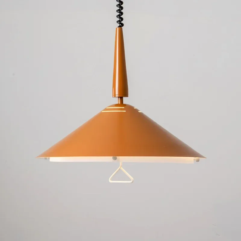 Modern Spring Pendant Lamp Creative Lifting Telescopic Showcase Pendant Light for Bedroom Kitchen Living Room Orange Chandelier