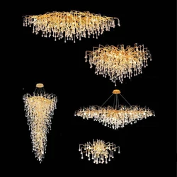 LED Postmodern Golden Crystal Tear Drop Aluminum Lustre Lamparas De Techo Ceiling Lights.Ceiling Lamp For Living Room Bedroom