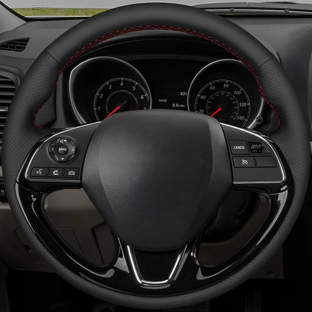 

Car Steering Wheel Cover DIY Black Genuine Leather For Mitsubishi ASX Mirage 2016-2019 Outlander 2015-2019 Eclipse 2017-2019
