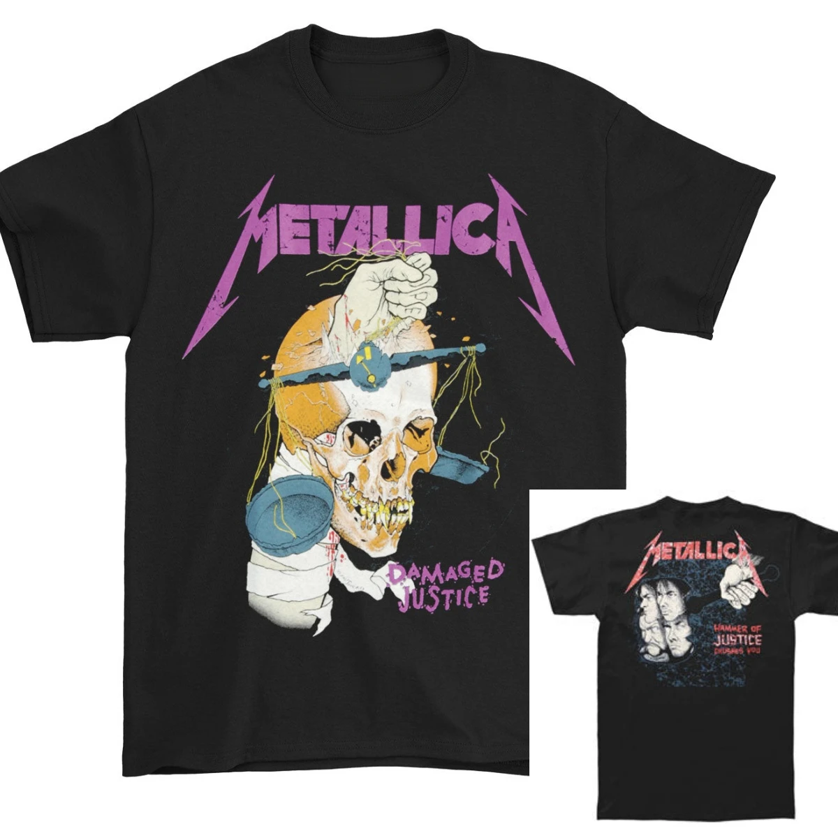 And Justice for All Metallica Band T-Shirt Baumwolle Grafik-T-Shirt Herren Damen Sommer Streetwear – Detail 7