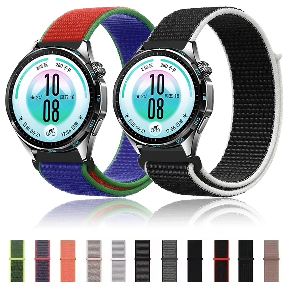 20mm 22mm Nylon Loop Strap For Huawei Watch 5 GT7-6-5-4/GT7-6-5 Pro 46mm Breathable Braid Belt Amazfit Active Max/Bip 6-Max Band