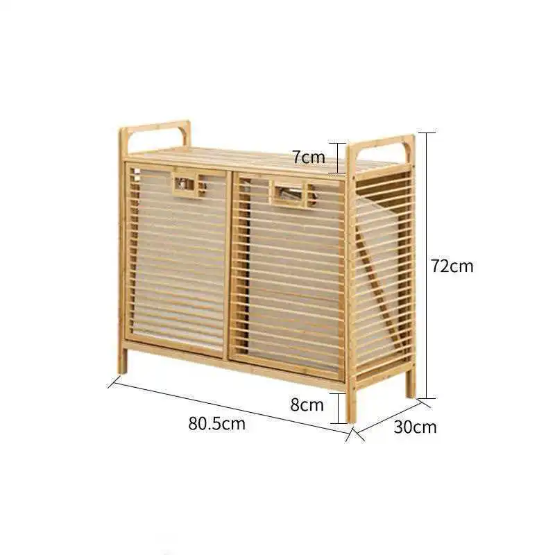 Double Laundry Basket Shelf Cabinet Tilt Laundry Basket with Removable Laundry Basket Shelf