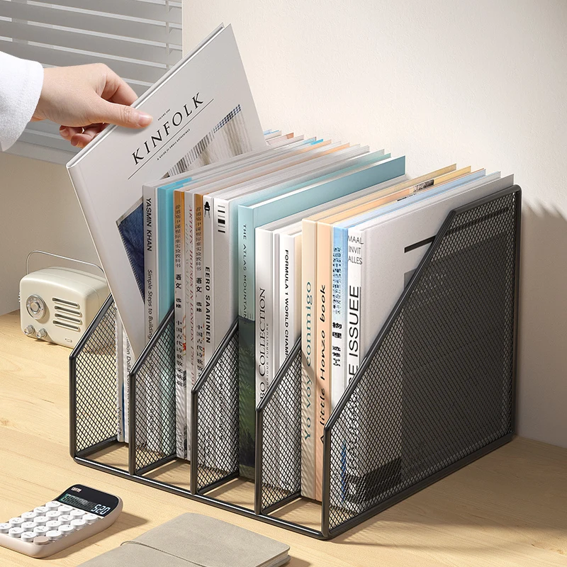 Metal File Rack Office Desk Shelf Standing Desktop File Folder File Box File Storage Box Data Rack Stationery Organizer File