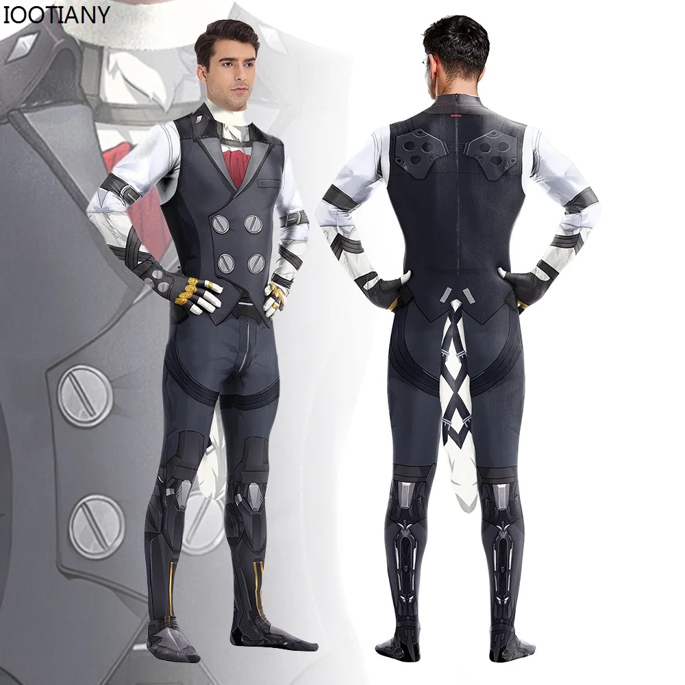 

New Animation Game Guard Cosplay Jumpsuit 3D Printing Bodysuit With Tail Halloween Zentai Suit Carnival Party Stage Show Catsuit