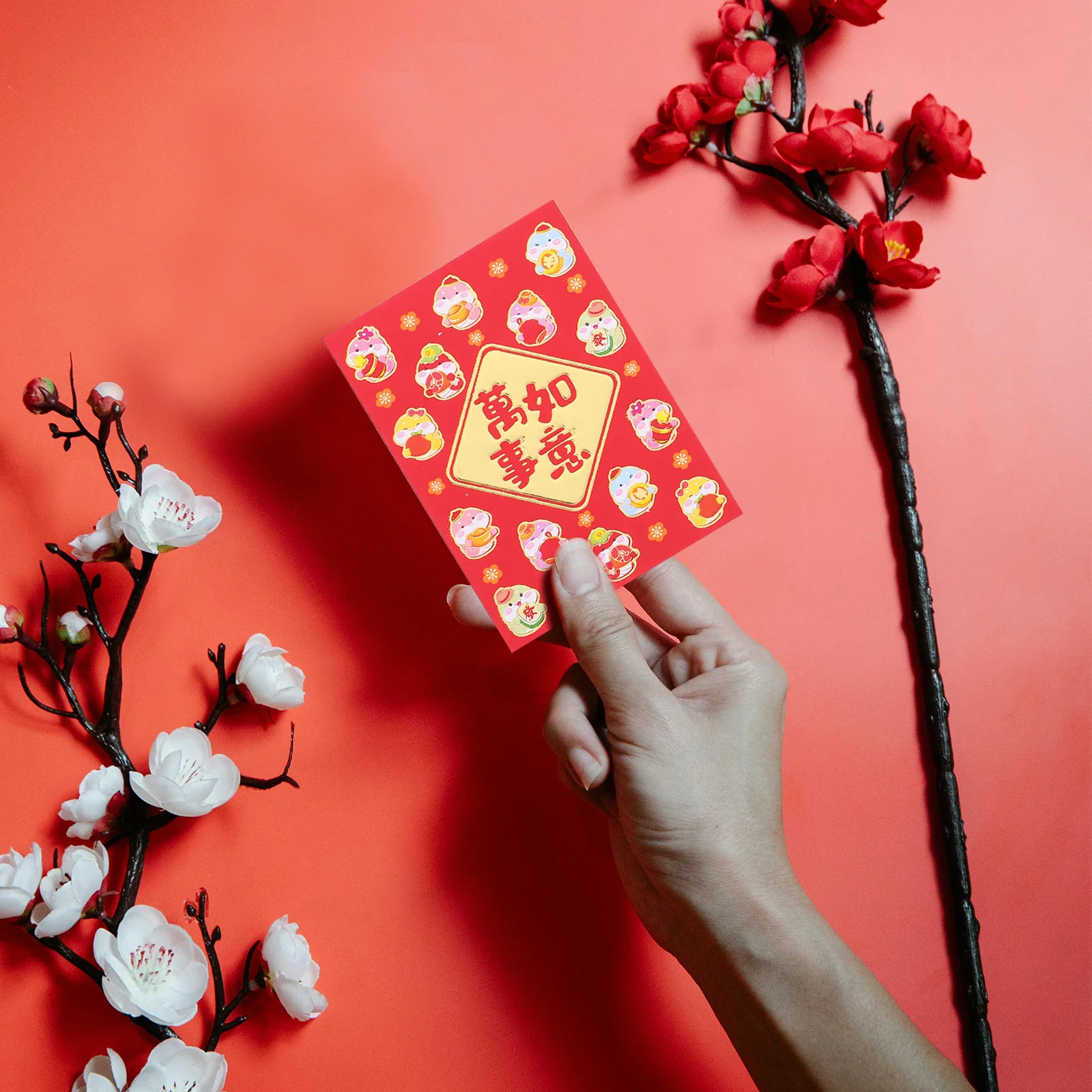 

36 шт., красные конверты с героями мультфильмов, бумажные конверты с лунным Новым годом, конверты для денег на удачу, китайский Новый год, декоративные красные пакеты