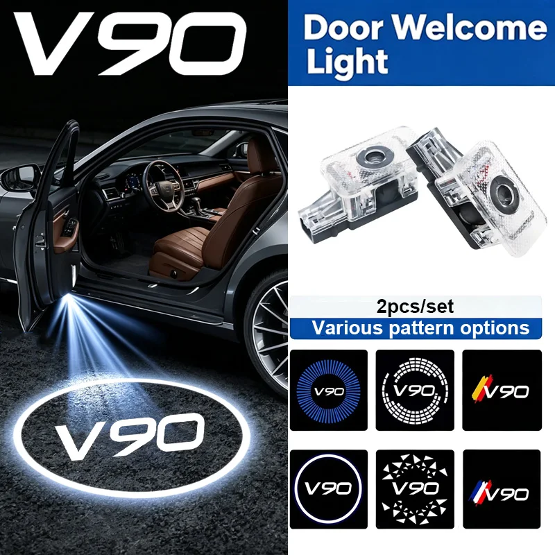 2Pcs For Volvo V90 Emblem 2016‑2024 LED Car Door Welcome Light Auto Courtesy Ghost Shadow Projector Atmosphere Lamp Accessories