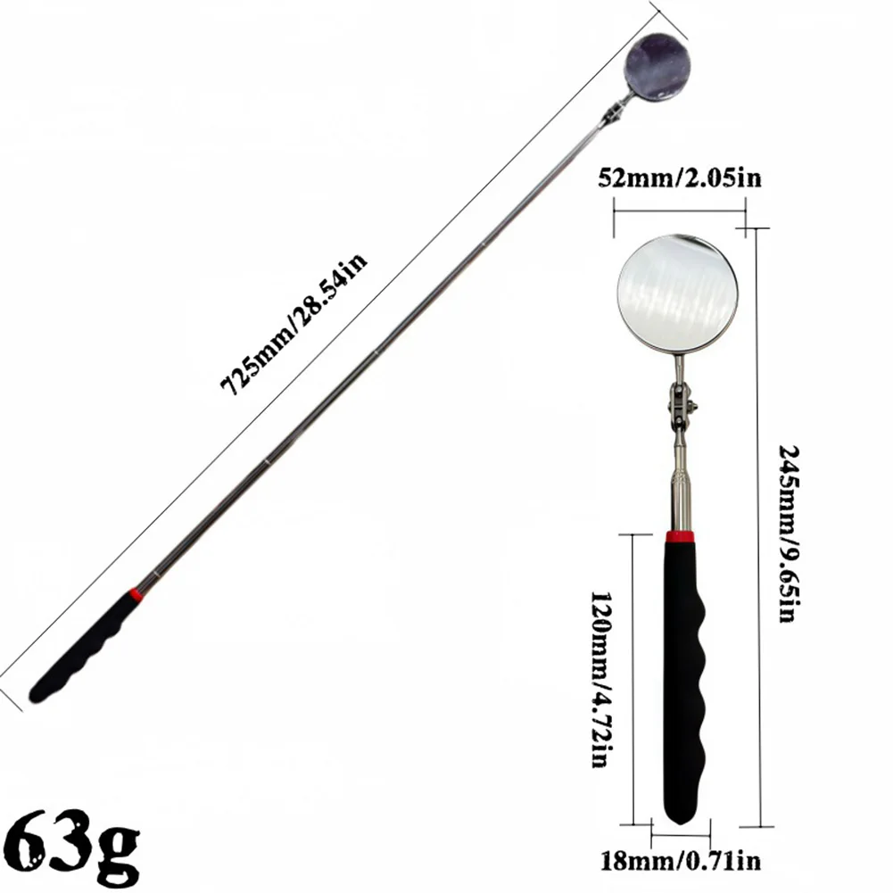 Metal Telescopic Inspection Mirror with 360 Degree Swivel and Extension up to 29 Inches for Detailed Visual Checks