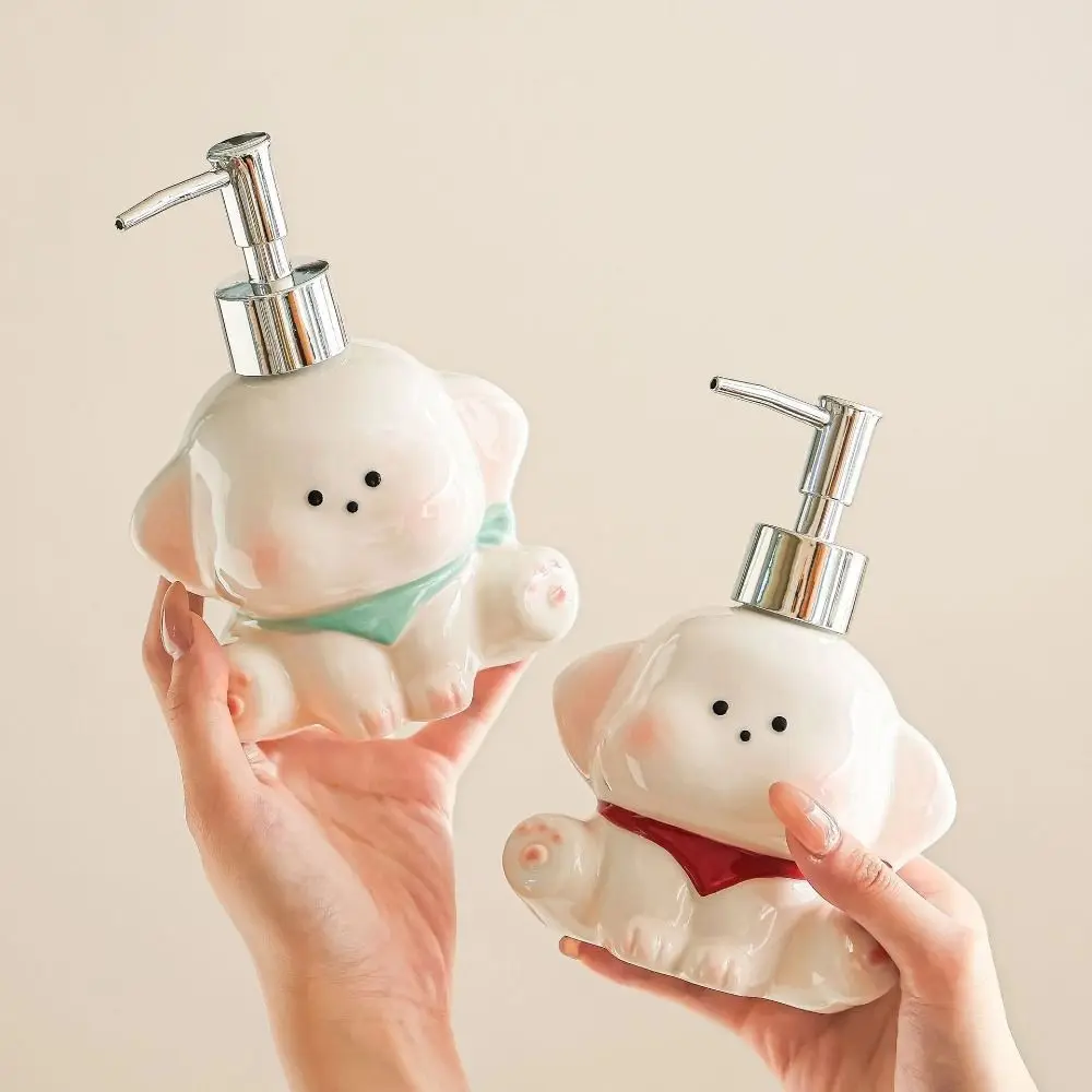 

Ceramic Liquid Soap Dispenser Dog Shape Empty Bottle Dog Shape Lotion Bottle Cute Press Pump Shower Shampoo Dispenser