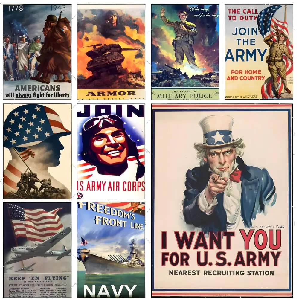 military vintage art U-United States Army Poster Premium Decor Art & Gift for Household Lounge Home Ornaments