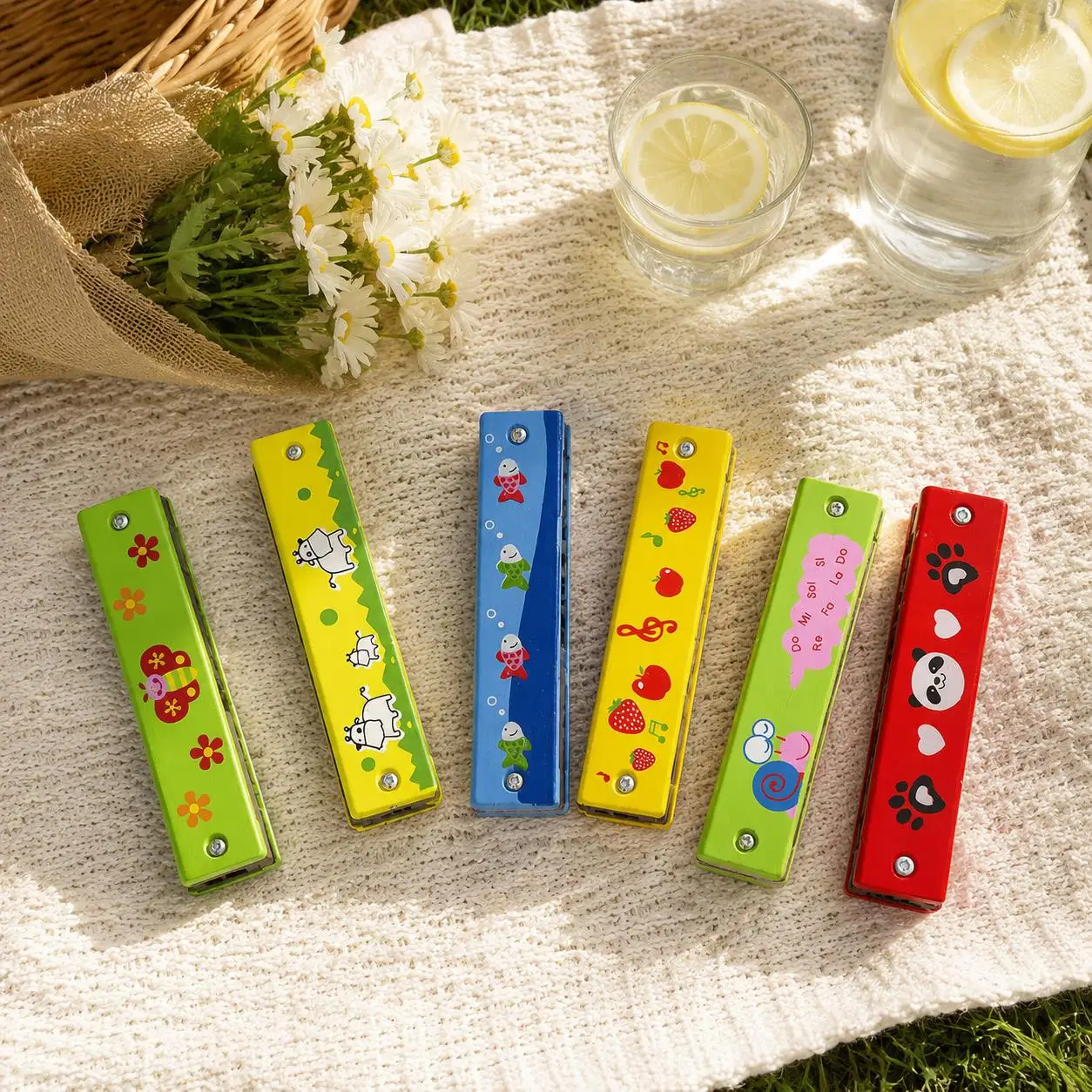 Bulk Set Mini Wooden Harmonica – Beginner Harmonicas for Early Music Play Classroom Rewards Pinata Stuffers Carnival Prizes TMZ
