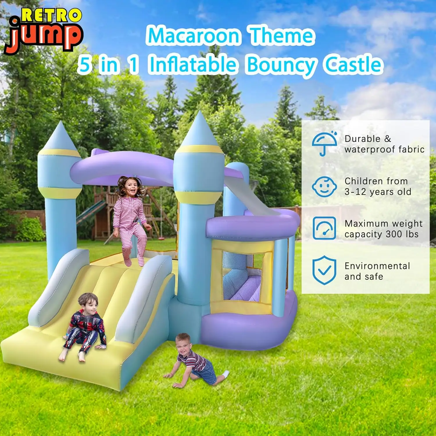 Bounce House,Inflatable Bounce House,Bouncy House with Blower,Bouncy Castle with Slide,Kids Bounce House with Jump