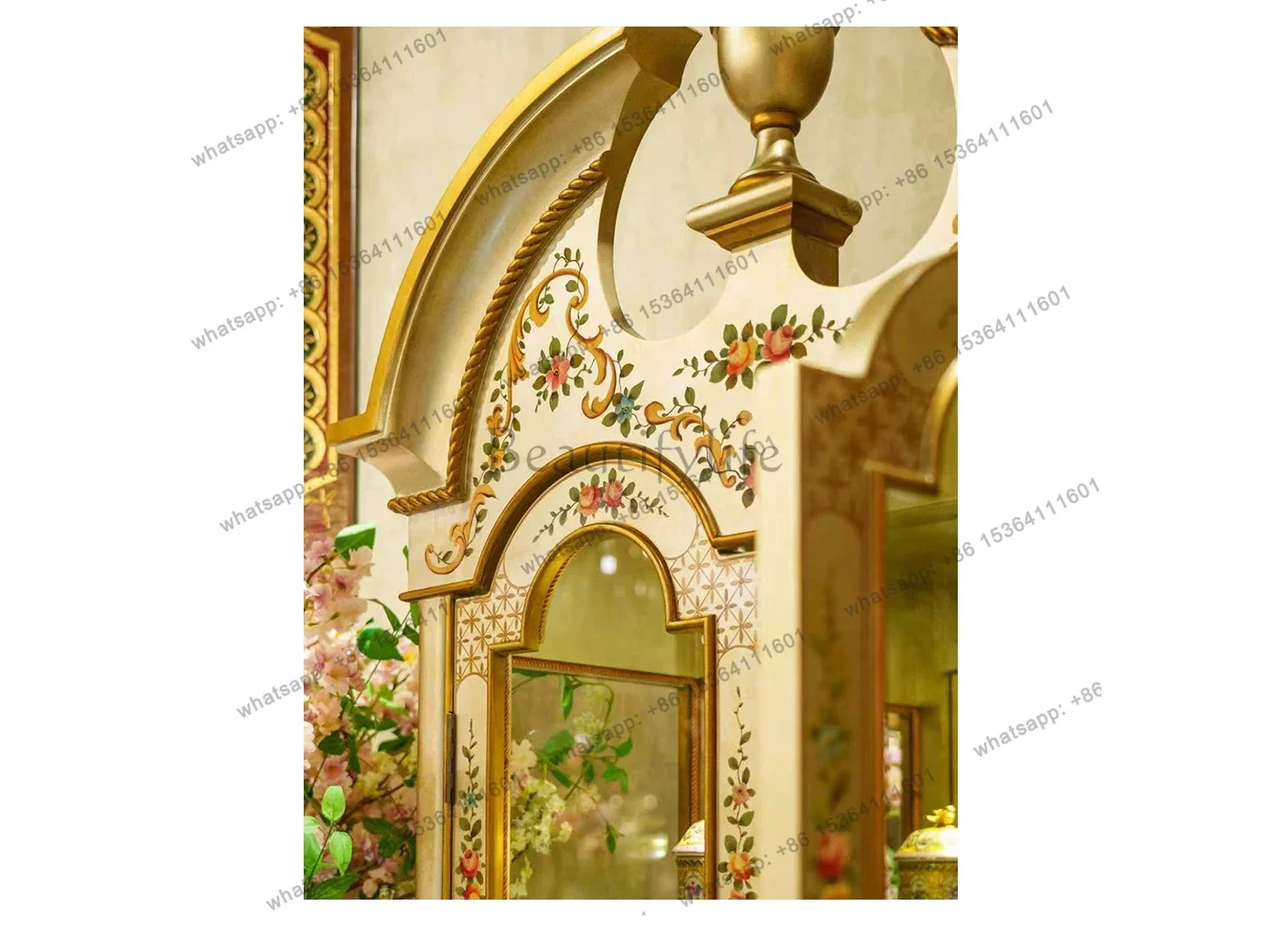 HOT Solid wood French living room wall locker European carved storage display cabinet C2456