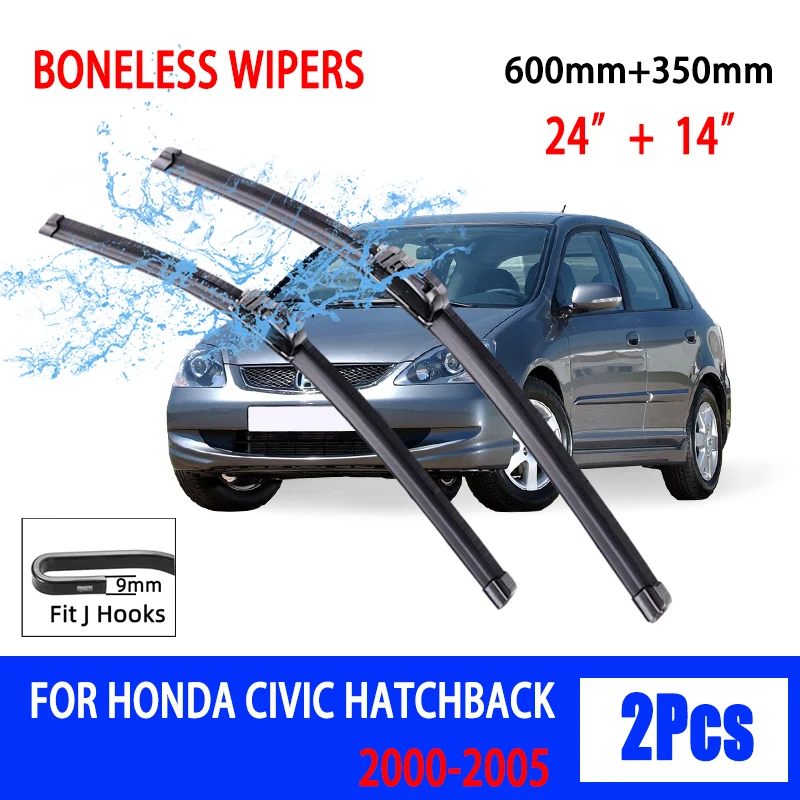 

For Honda Civic Hatchback MK7 2000-2005 Car Wiper U-type Soft Rubber Boneless Wiper HD Quiet Durable Automotive Wiper 24"+14"
