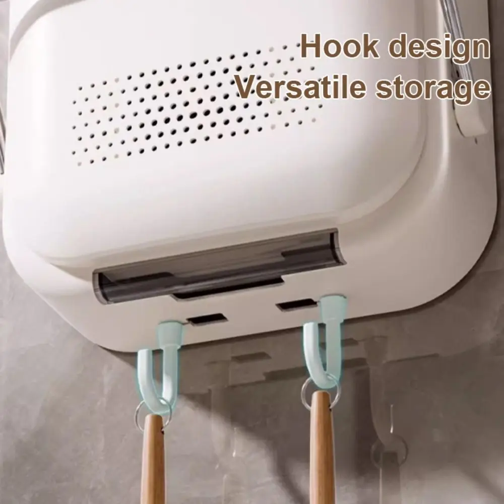 

With Lid Wall Mounted Cutlery Organizer No Punching Dustproof Design Spoon Fork Organizer Draining Racks Flip Top