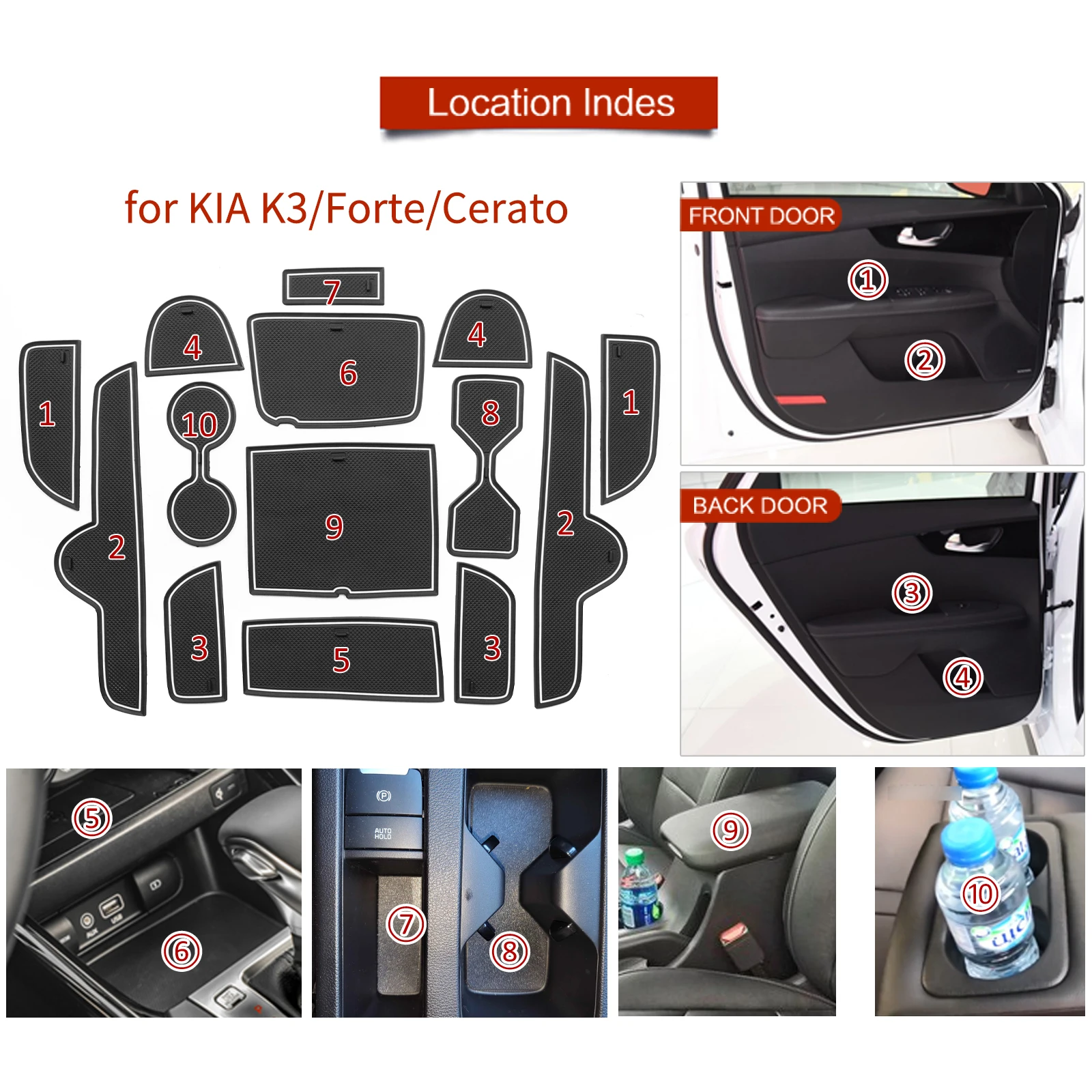 for Kia K3 FORTE Cerato 2021-2023 GT Car Gate Slot Cup Mat Anti-Slip Door Groove Pad Interior Accessories