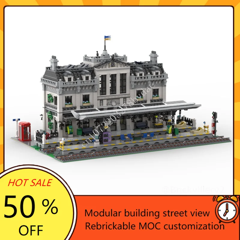 

8920PCS Train station Modular MOC Creative street view Model Custom Puzzles Architecture DIY Education Assembly Model Toy Gifts