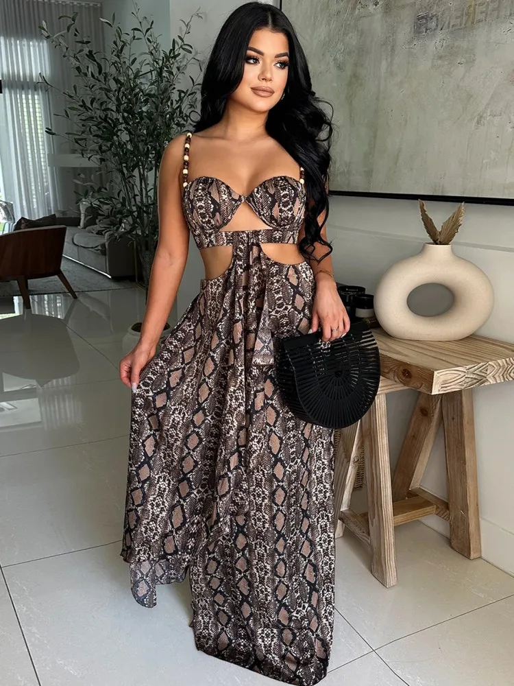 

African Dresses For Women Elegant Dashiki Spaghetti Strap Hollow Out Maxi Dress Traditional Africa Clothing Fairy Long Dress